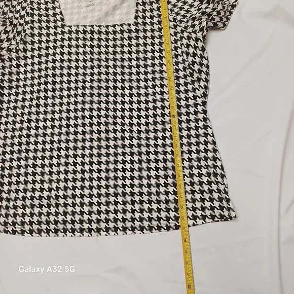 Jessica London Women Size 1X Black and White Houndstooth Blouse - Picture 9 of 12